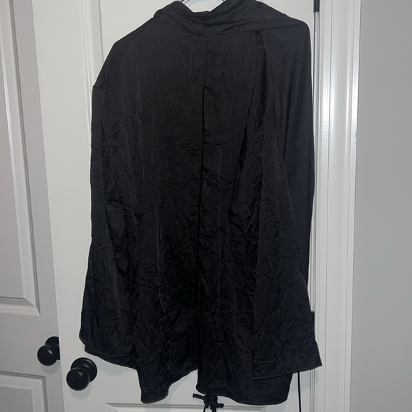 Zara NWT Medium Large Crinkle Kimono Mini Robe Sleepwear Wrap Pajama Black - Picture 3 of 11